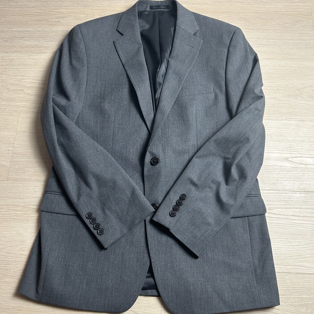 Chaps Mens Charcoal Gray Stretch 2-Button Suit Jacket Blazer 40R